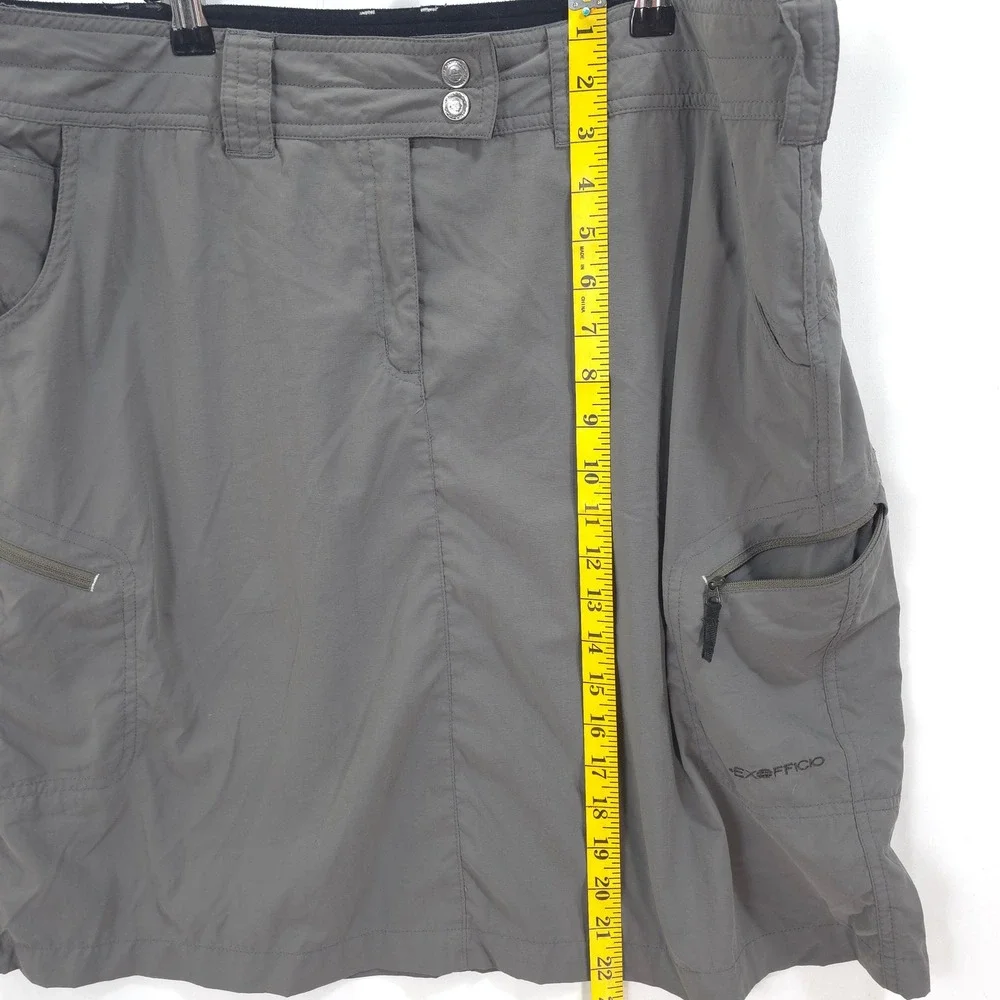 ExOfficio Hiking Skirt Cargo Pockets Grey‎ Women 16 Gorpcore Outdoor Utility